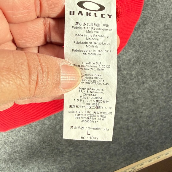 Oakley Mens Red Logo Crewneck Sweatshirt Custom Fit Long Sleeve Size L - Picture 6 of 10